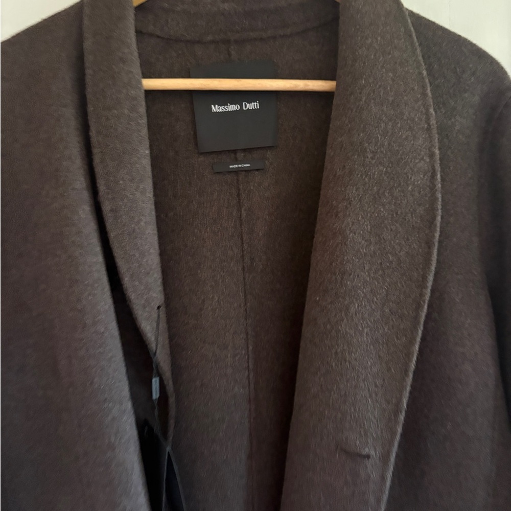 Massimo Dutti Women's Brown Wool Blend Shawl Collar Coat - NWT - Picture 7 of 7
